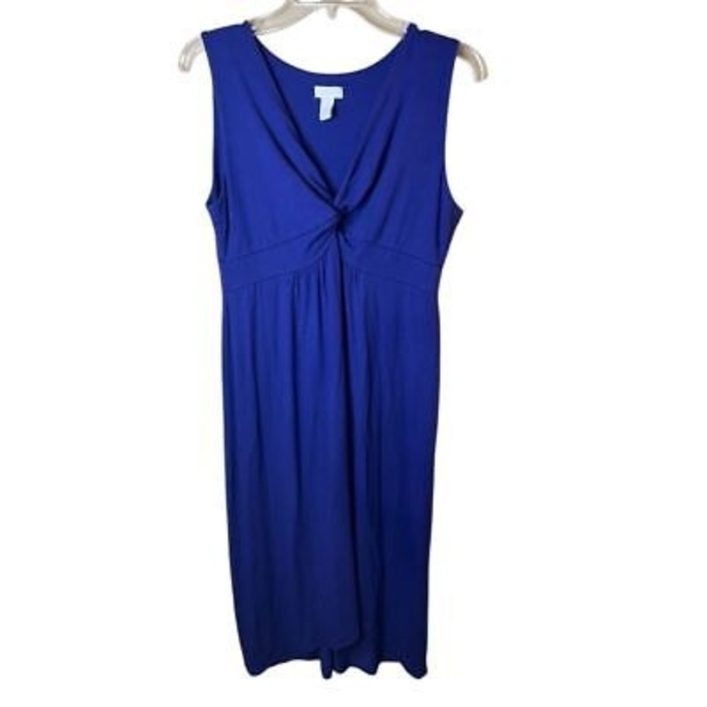 Chico's Women's Size 1 Small Purple Sleeveless Knot Front Midi Dress Assymetric